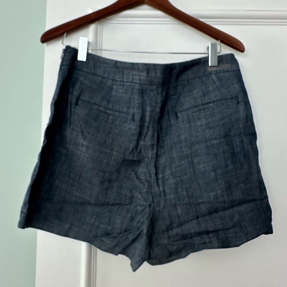 NWT Level 99 Linen Blend Flat Front High Waist Blue Jean Shorts